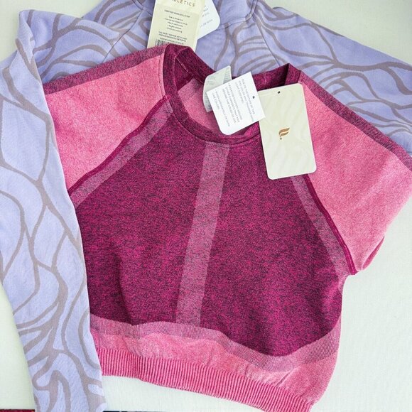 Fabletics Set of 2 Crop Tops Magenta Pink  Lilac Purple L - Picture 1 of 6